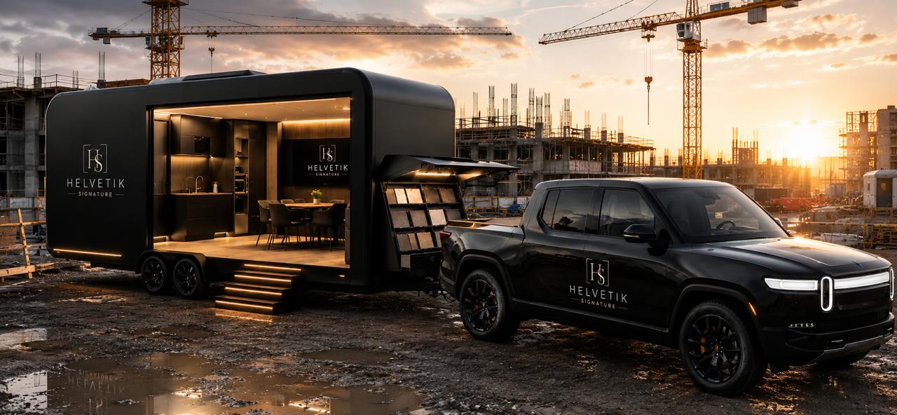 Showroom mobile Helvetik — cuisiniste qui vient à vous sur Vaud et en Valais